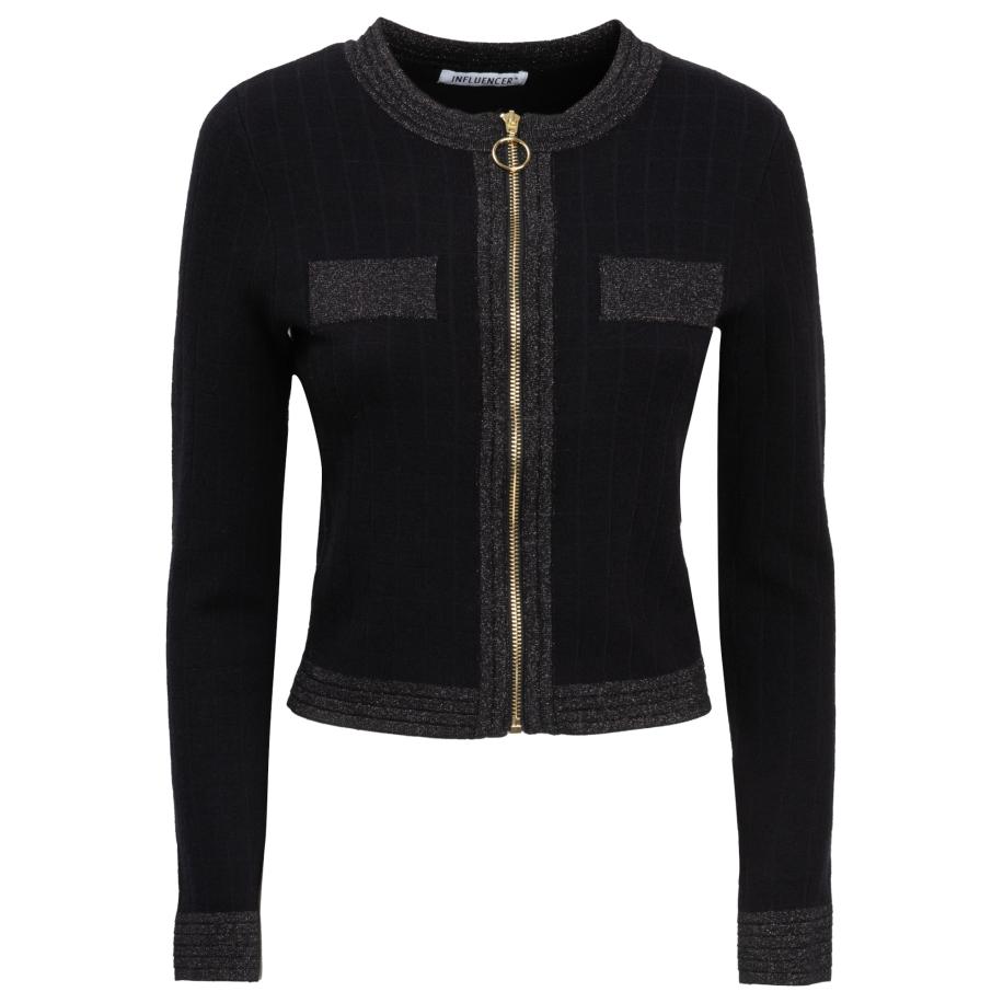 Influencer Influencer Gebreid vest zwart -