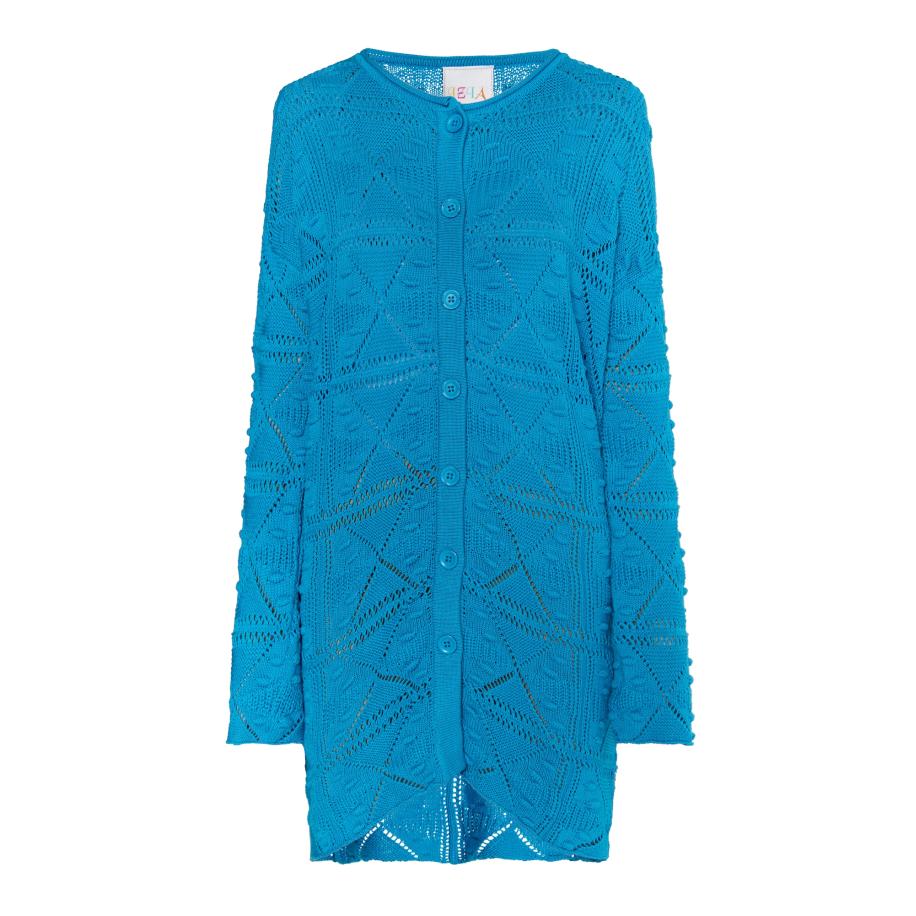 IZIA IZIA Gebreid vest Lomasi cyaan blauw -