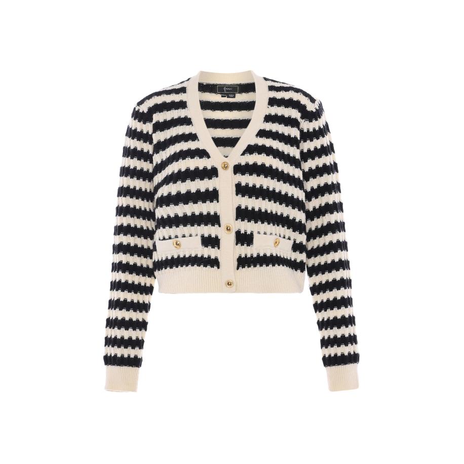 Faina faina Gebreid vest beige / zwart -