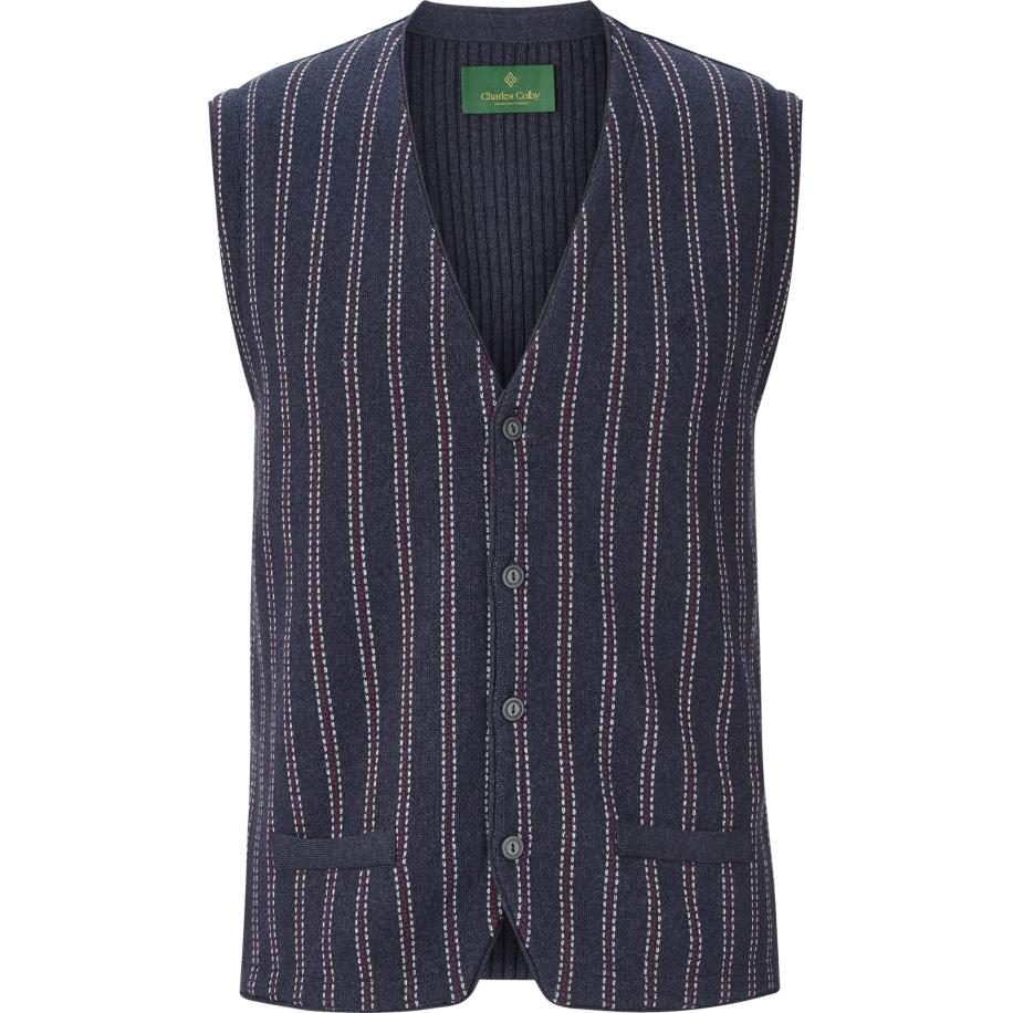 Charles Colby Gebreid vest donkerblauw, Motief Blauw