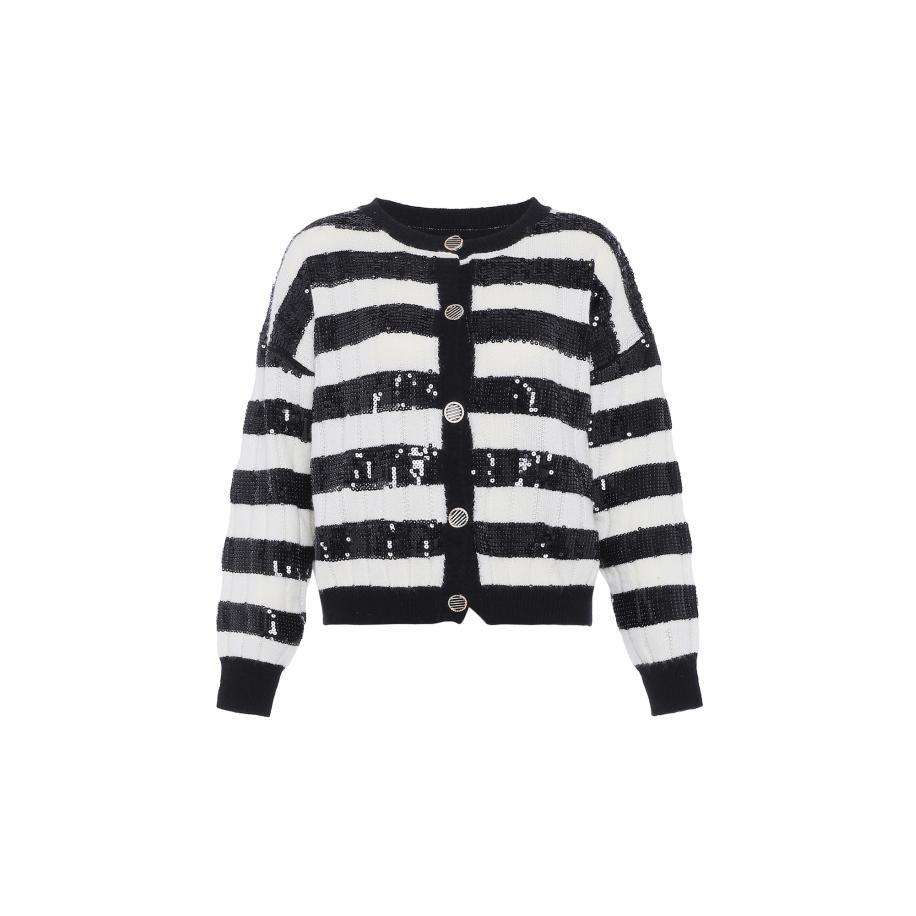 Faina faina Gebreid vest zwart / offwhite -