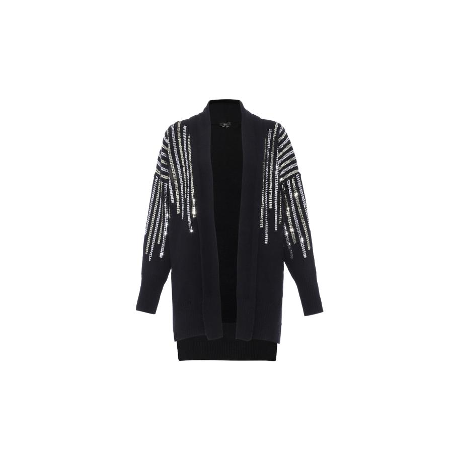 Faina faina Gebreid vest zilvergrijs / zwart -