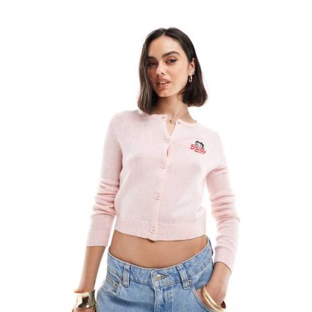 Cotton On Gebreide vestje met Betty Boop in roze