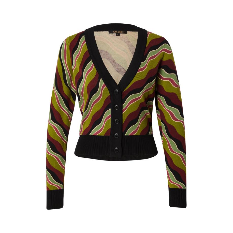 King Louie King Louie Gebreid vest Razzle groen / riet / bourgogne / zwart -