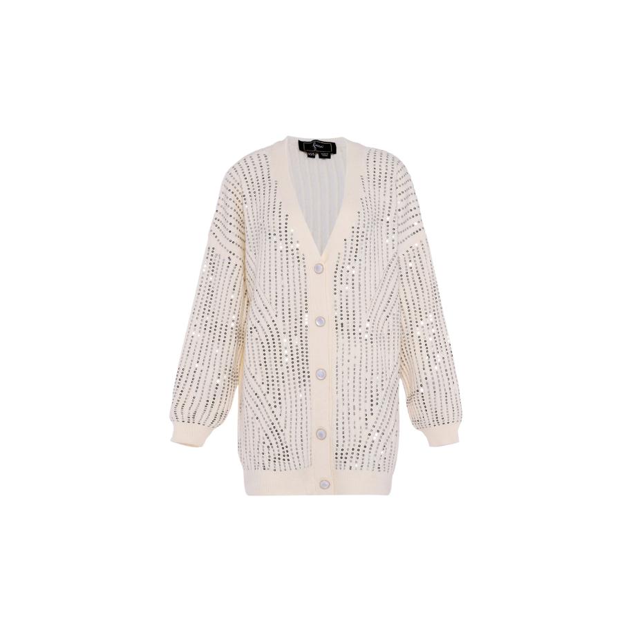 Faina faina Gebreid vest grijs / wolwit -