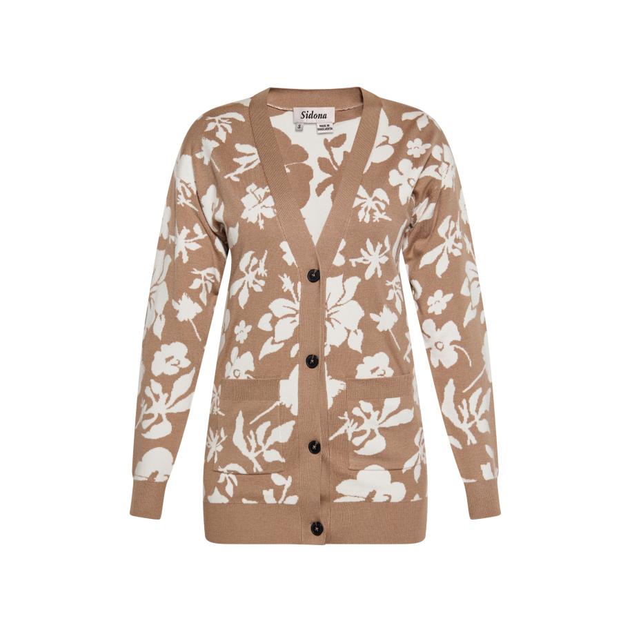 Sidona Sidona Gebreid vest taupe / wolwit -