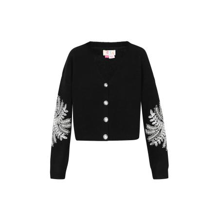 IZIA IZIA Gebreid vest zwart / wit