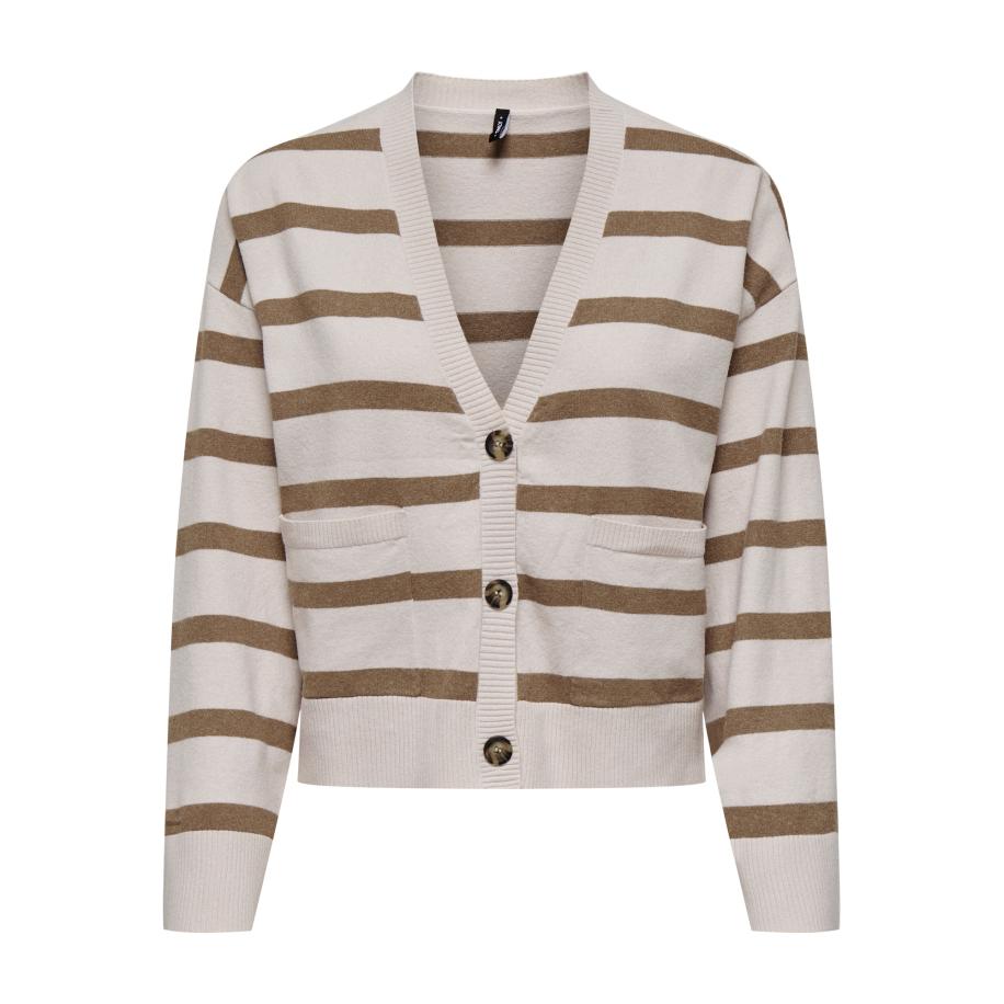 Only ONLY Gebreid vest ONLAma taupe / bruin gemêleerd -