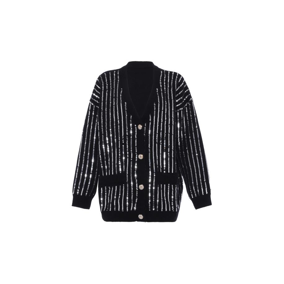 Faina faina Gebreid vest zwart / zilver -