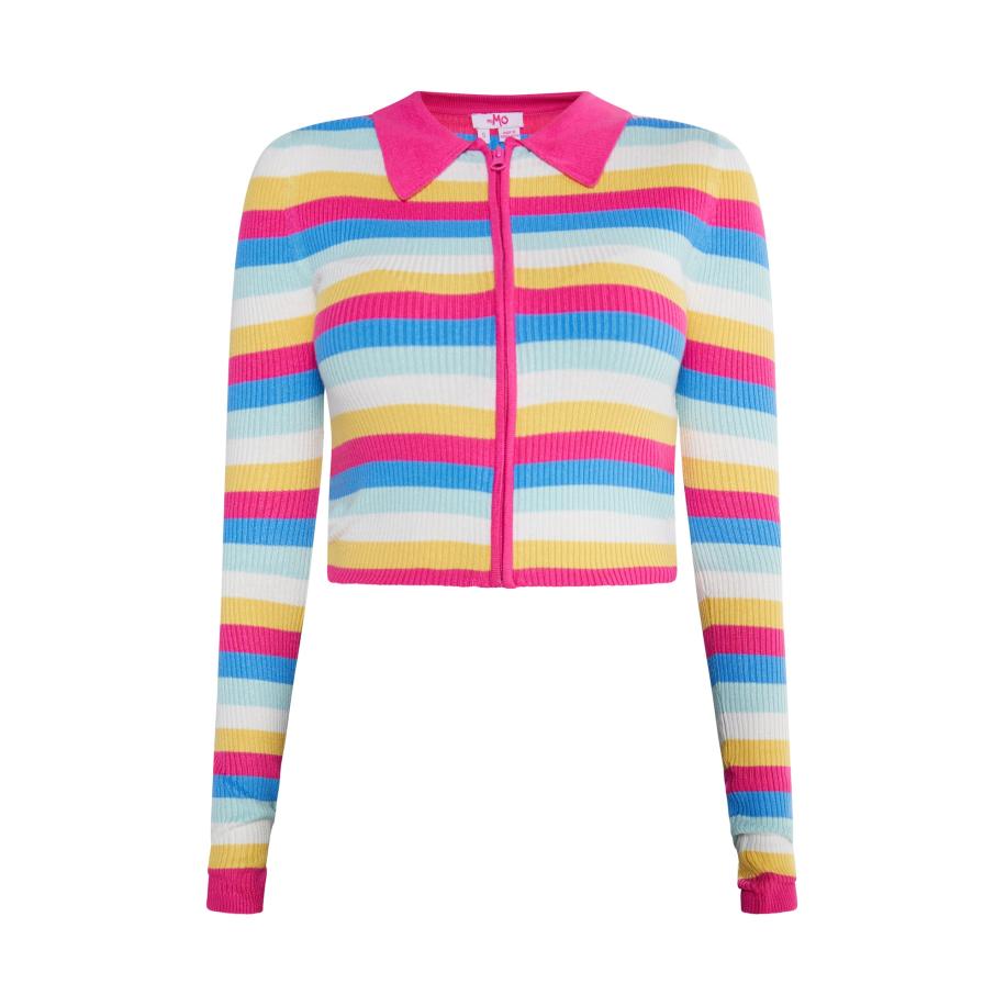MYMO MYMO Gebreid vest Blonda blauw / geel / pink / wit -