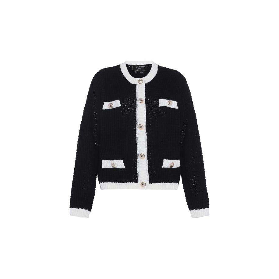 Faina faina Gebreid vest zwart / wit -