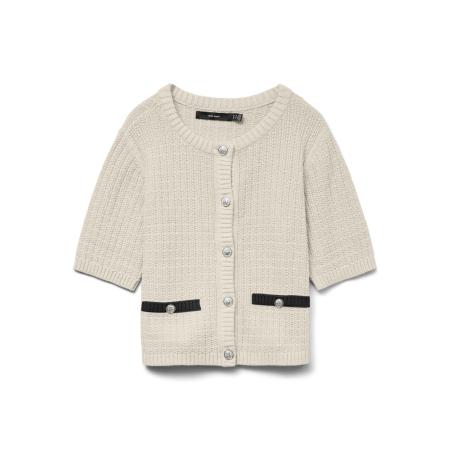 Vero Moda VERO MODA Gebreid vest VMHarper ecru / zwart