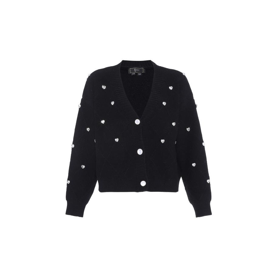 Faina faina Gebreid vest zwart / transparant -