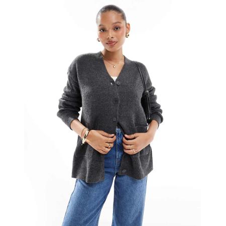 Vila Vest met lange pasvorm in grijs