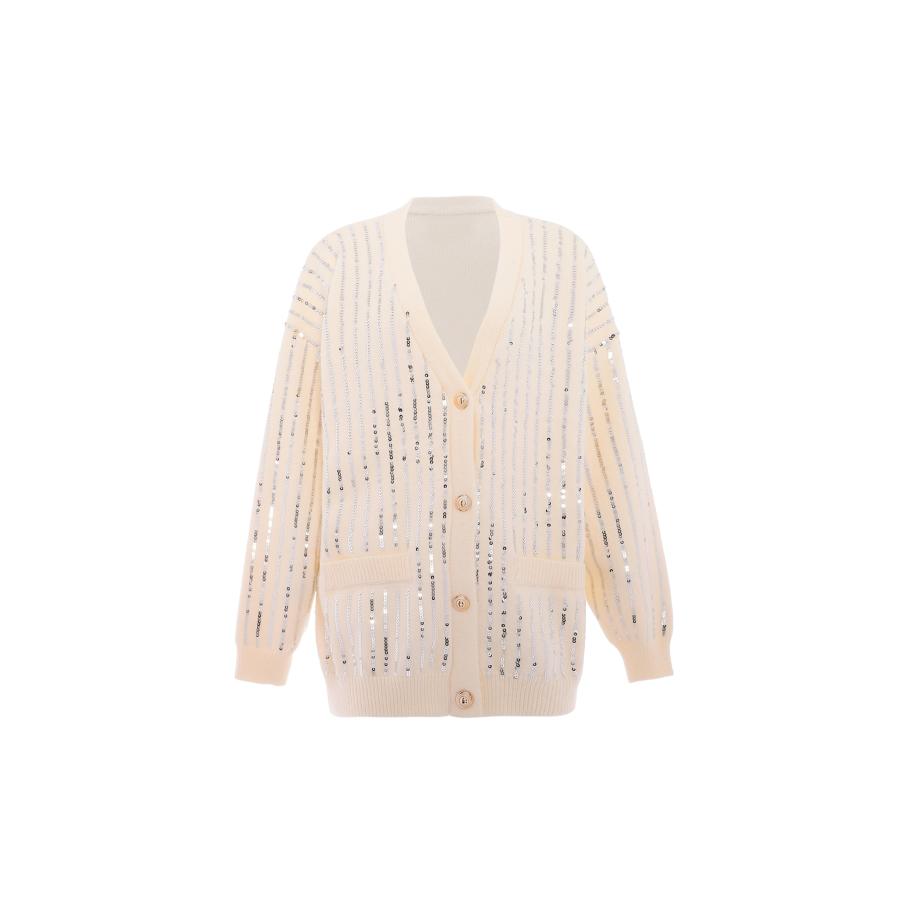 Faina faina Gebreid vest zilver / wolwit -