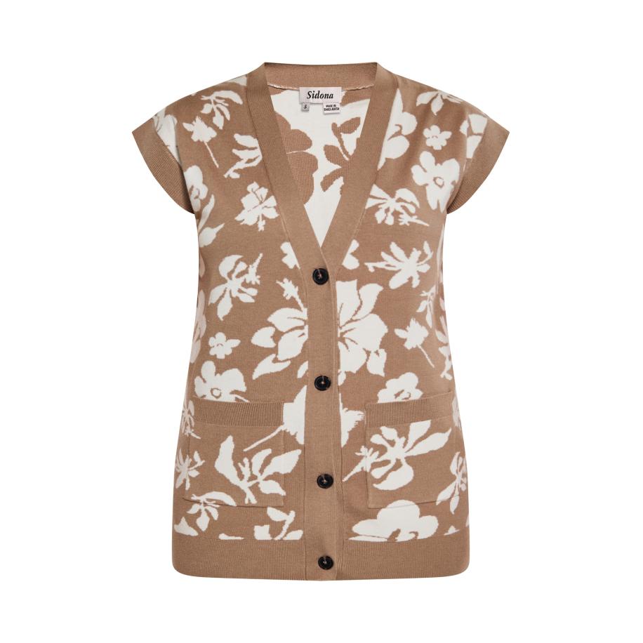 Sidona Sidona Gebreid vest bruin / wolwit -