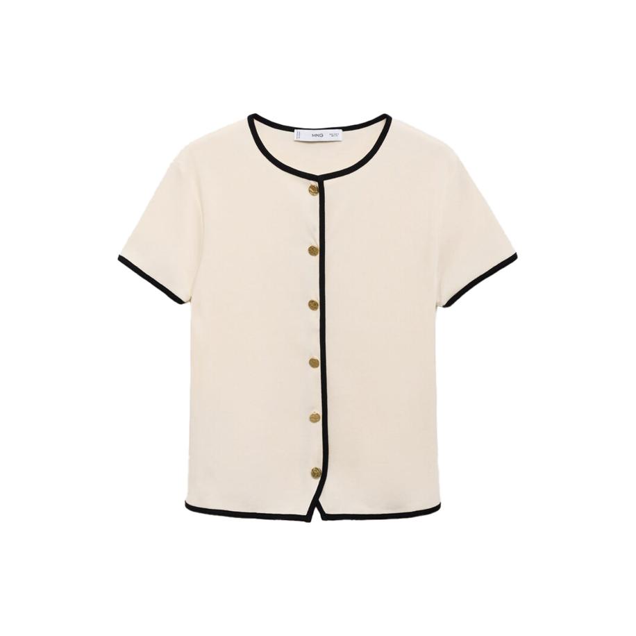 Mango MANGO Gebreid vest PORTBI crème / zwart -