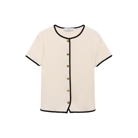 Mango MANGO Gebreid vest PORTBI crème / zwart