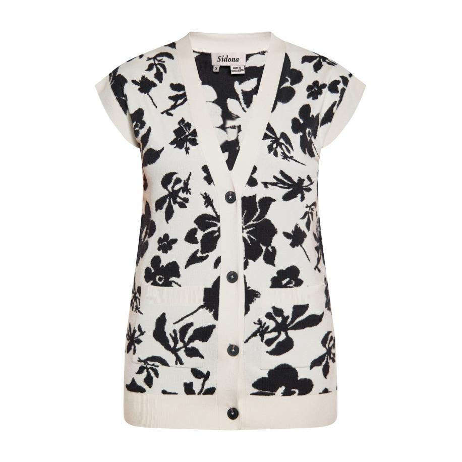 Sidona Sidona Gebreid vest zwart / wolwit -