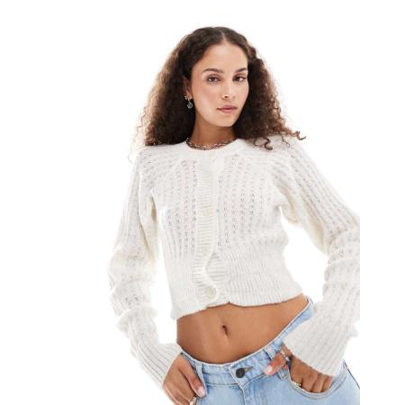 COLLUSION Cropped gebreid vest met knoopsluiting in crème-Neutraal