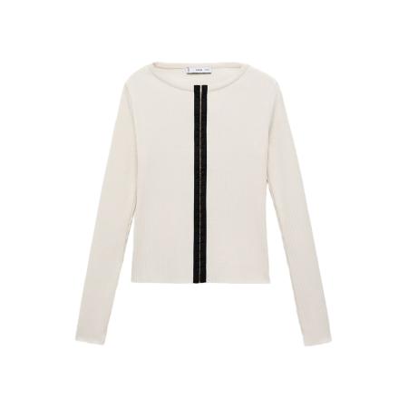 Mango MANGO Gebreid vest SUNE ecru / zwart