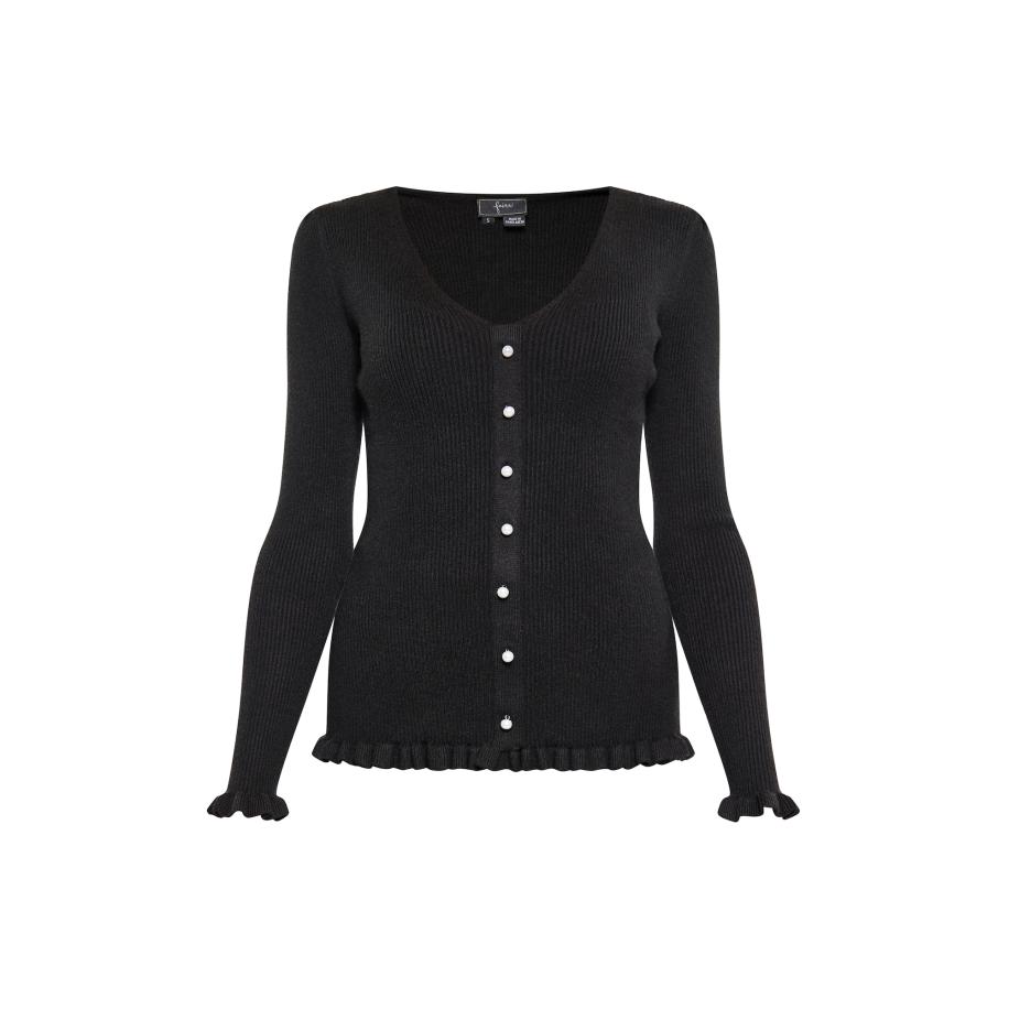 Faina faina Gebreid vest zwart -