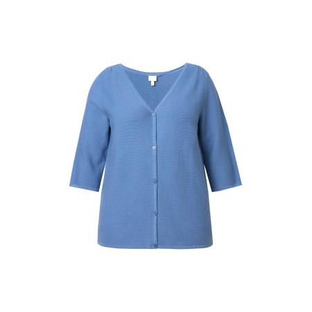Ulla Popken Ulla Popken Gebreid vest blauw denim