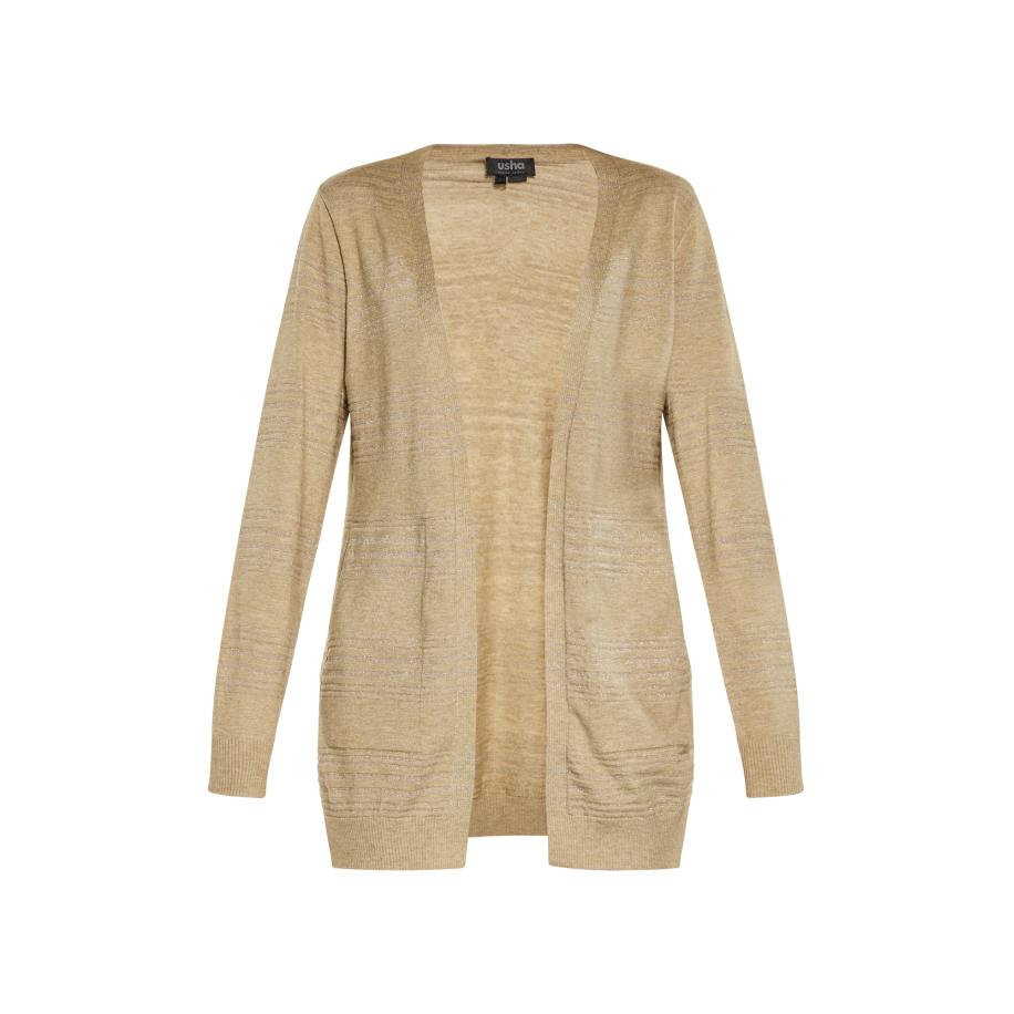 Usha usha BLACK LABEL Gebreid vest donkerbeige / zilver -