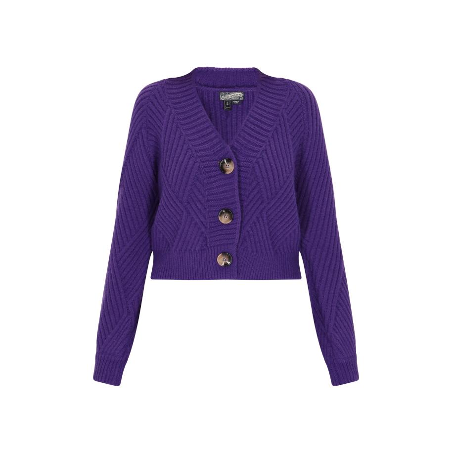 DreiMaster DreiMaster Vintage Gebreid vest donkerlila -