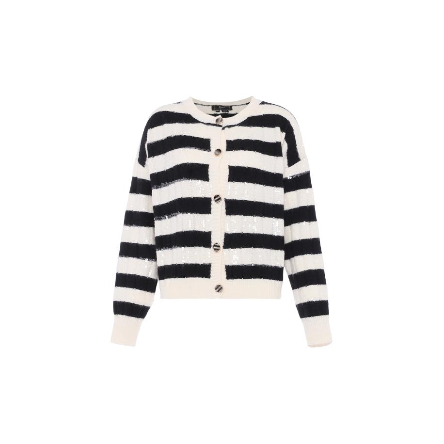 Faina faina Gebreid vest zwart / wolwit -