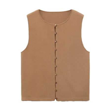 Mango MANGO Gebreide bodywarmer DROP bruin