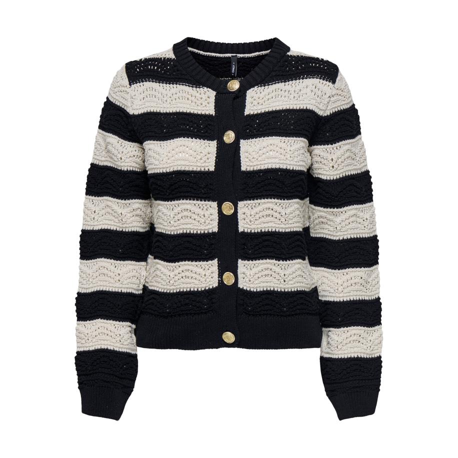 Only ONLY Gebreid vest ONLCrystal crème / zwart -