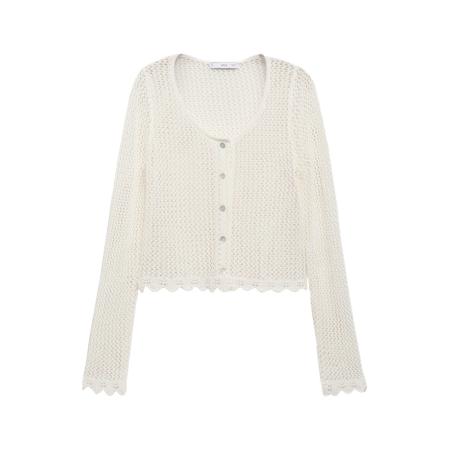 Mango MANGO Gebreid vest PAQUI offwhite