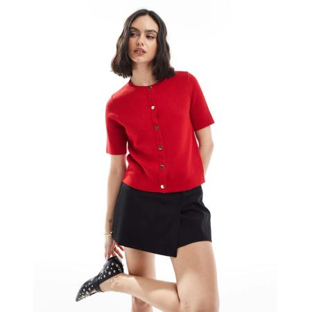 New Look Vest met korte mouwen en knoopsluiting in rood