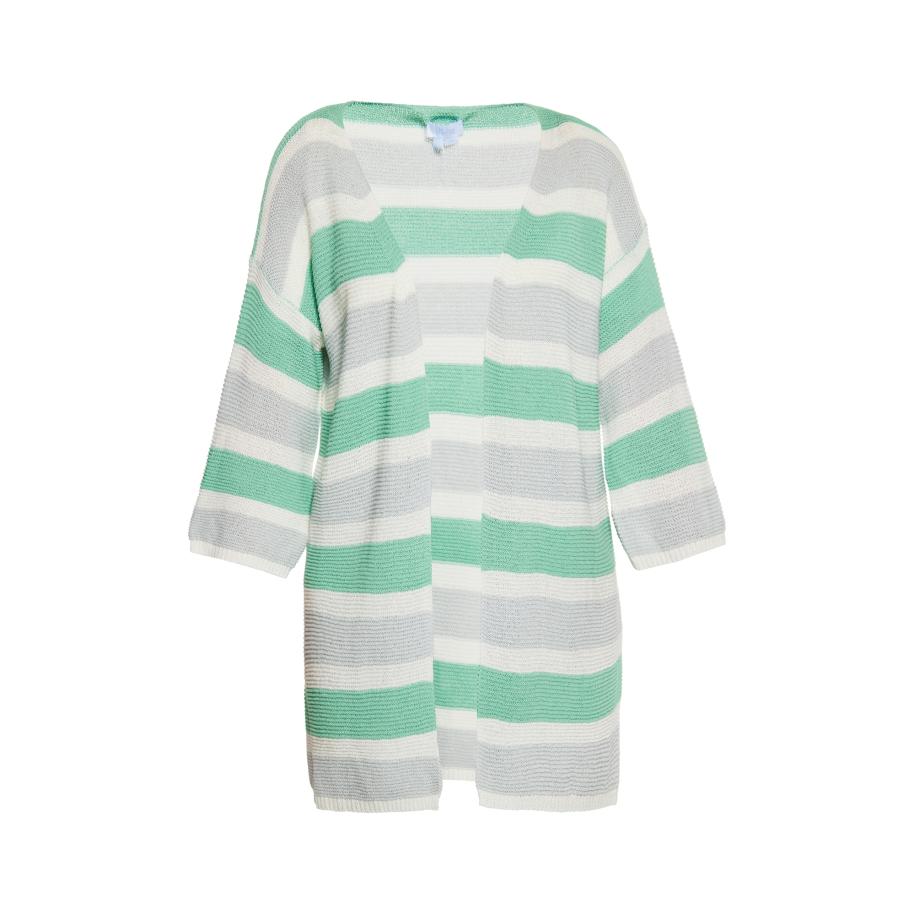 Usha usha BLUE LABEL Gebreid vest lichtgrijs / mintgroen / wit -