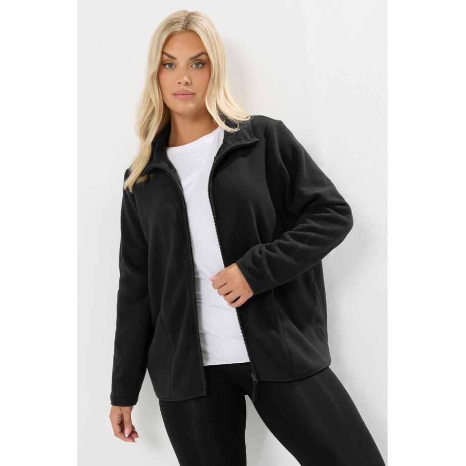 Yours Curve Zwarte Fleecejas Size 54-56 Zwart