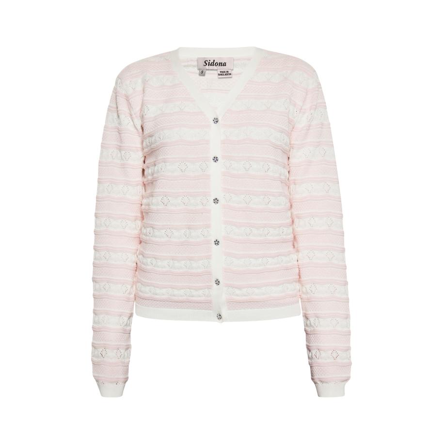 Sidona Sidona Gebreid vest rosa / wit -