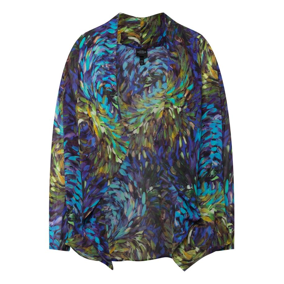 Ulla Popken Ulla Popken Kimono saffier / aqua / geel / groen -