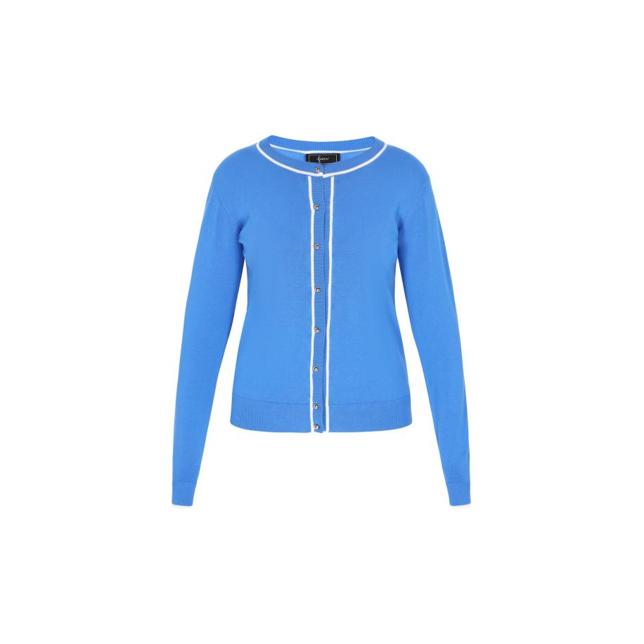 Faina faina Gebreid vest azuur / wit -