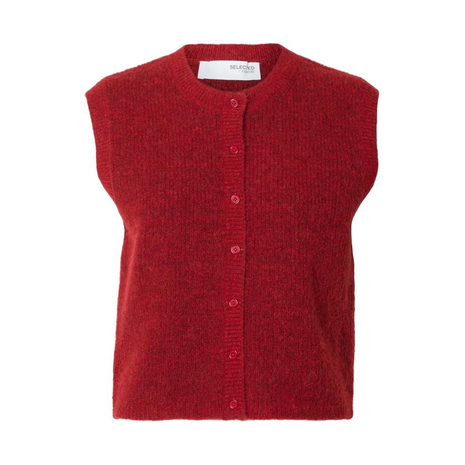 Selected SELECTED Gebreide bodywarmer SLFLULU rood gemêleerd -