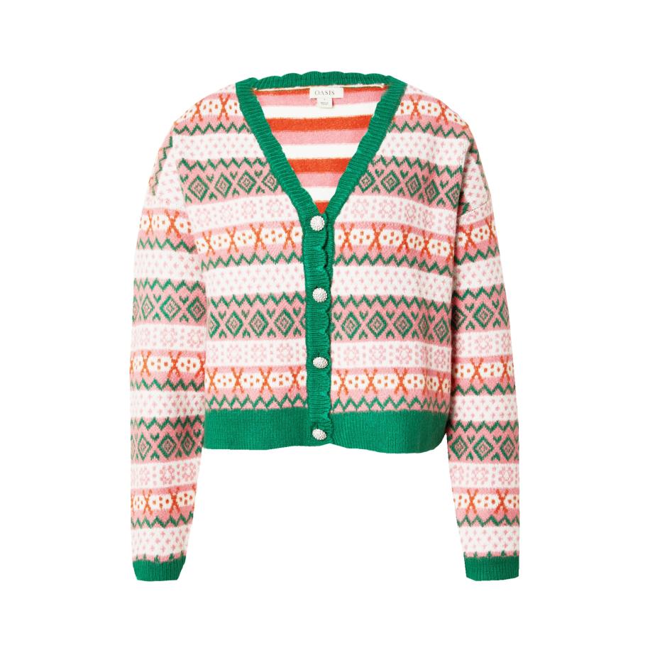Oasis Oasis Gebreid vest crème / groen / rosa / rood -