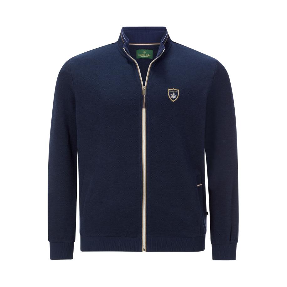 Charles Colby Sweatjacket donkerblauw, Effen Blauw