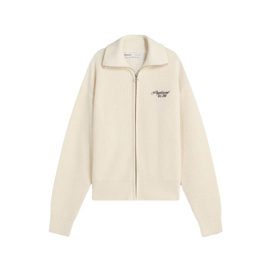 Bershka Bershka Gebreid vest donkerbruin / wolwit -