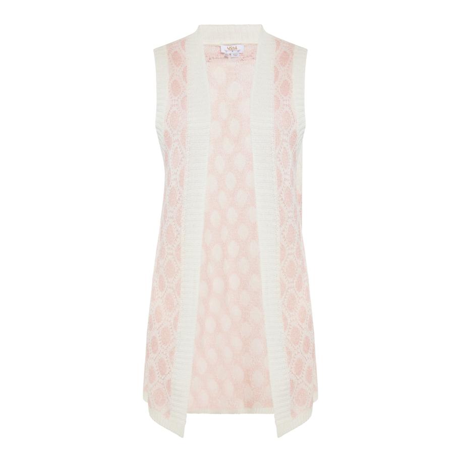 Usha usha FESTIVAL Gebreide bodywarmer lichtroze / wit -