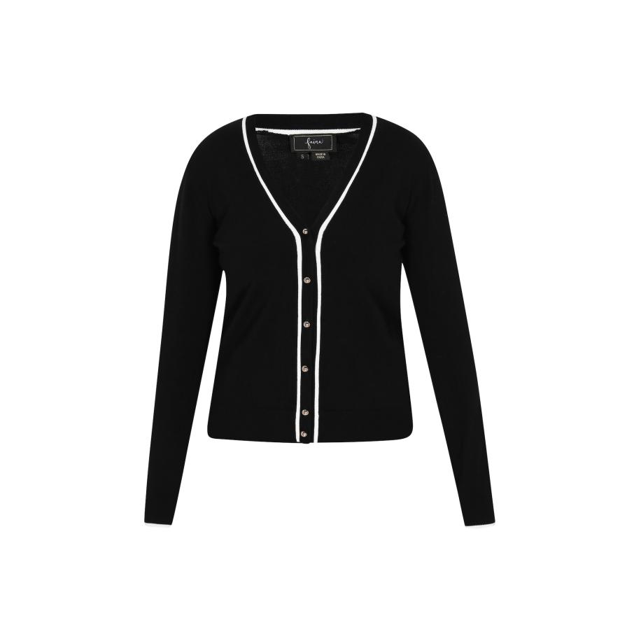 Faina faina Gebreid vest zwart / wit -