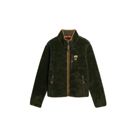 Superdry Fleece jas bruin / donkergroen