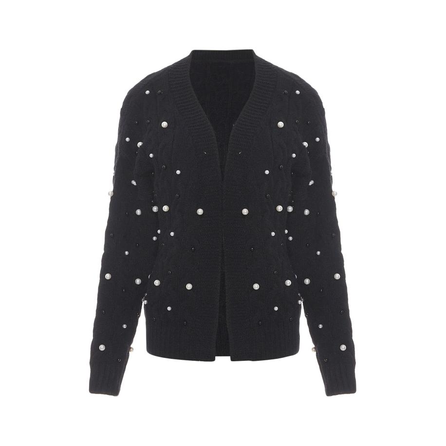 Faina faina Gebreid vest zwart / parelwit -