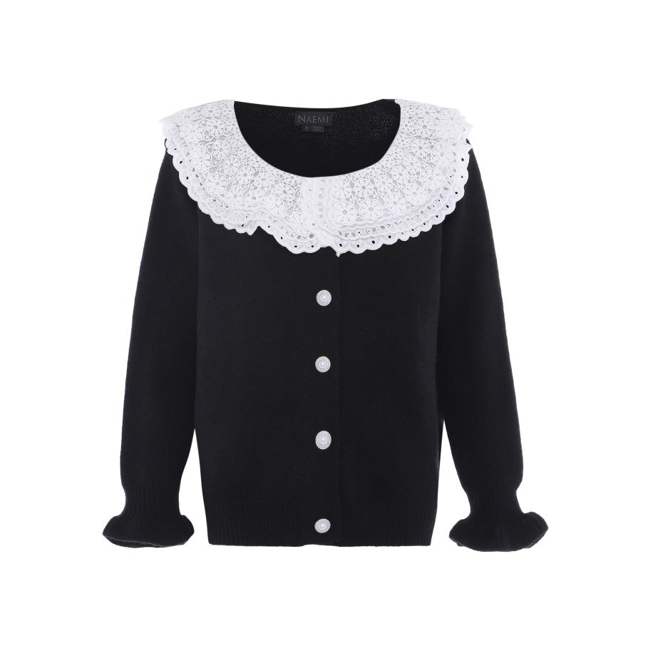 NAEMI NAEMI Gebreid vest zwart / wit -