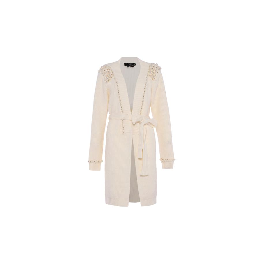 Faina faina Gebreid vest goud / parelwit / wolwit -