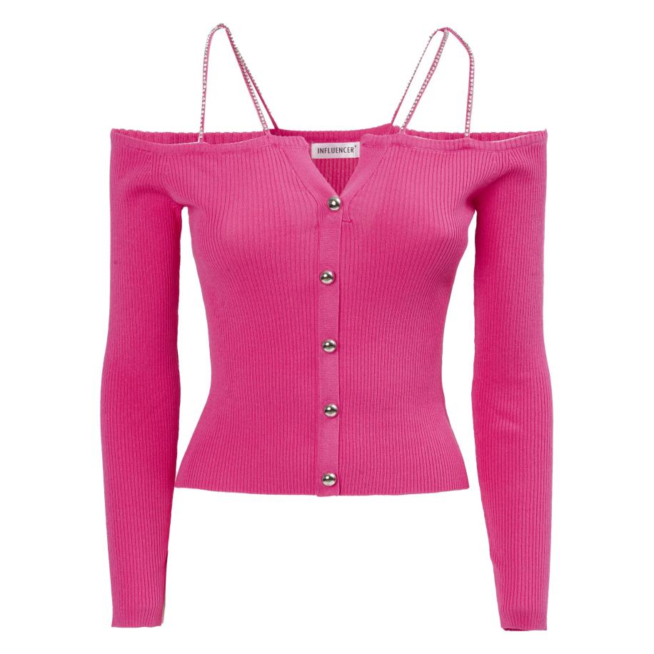 Influencer Influencer Gebreid vest pink -